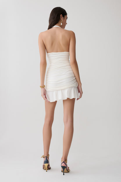 Peregrine Modal Halter Mini Kleid - Elfenbein
