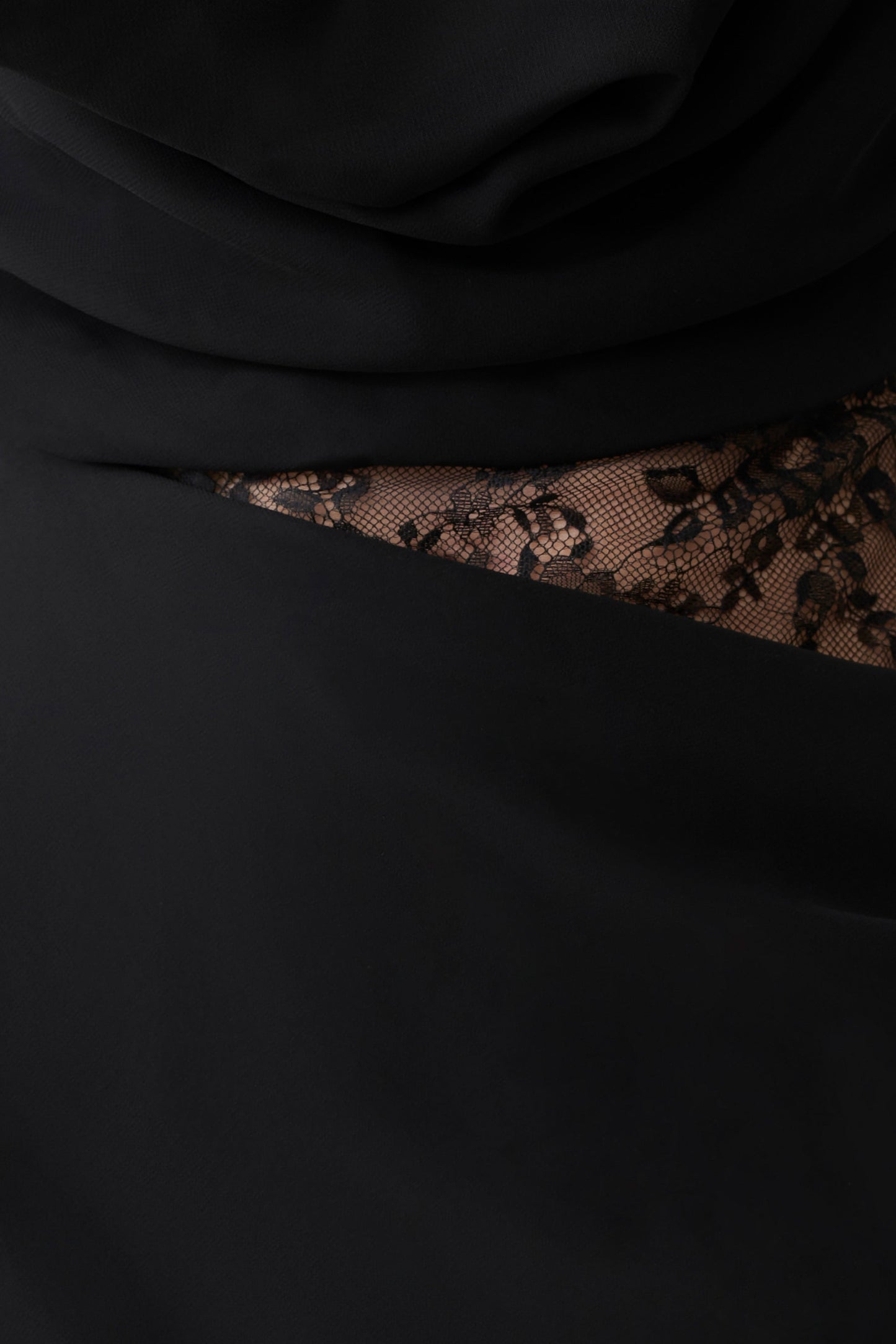 Arra Chiffon- und Spitzen-Halter-Minikleid - Schwarz