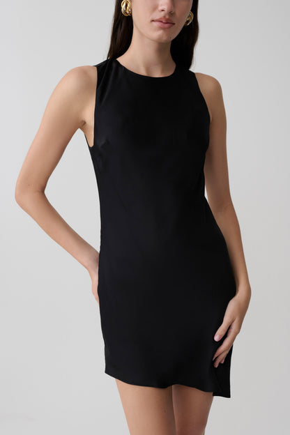 Kaylee Cowl Back Asymmetrisches Mini-Kleid - Schwarz