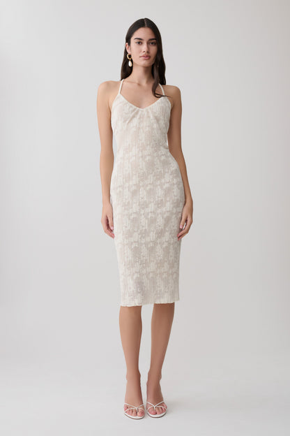 Ambrose Spitzen-Midi-Kleid - Elfenbein
