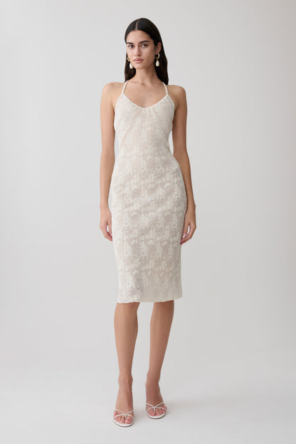 Ambrose Spitzen-Midi-Kleid - Elfenbein