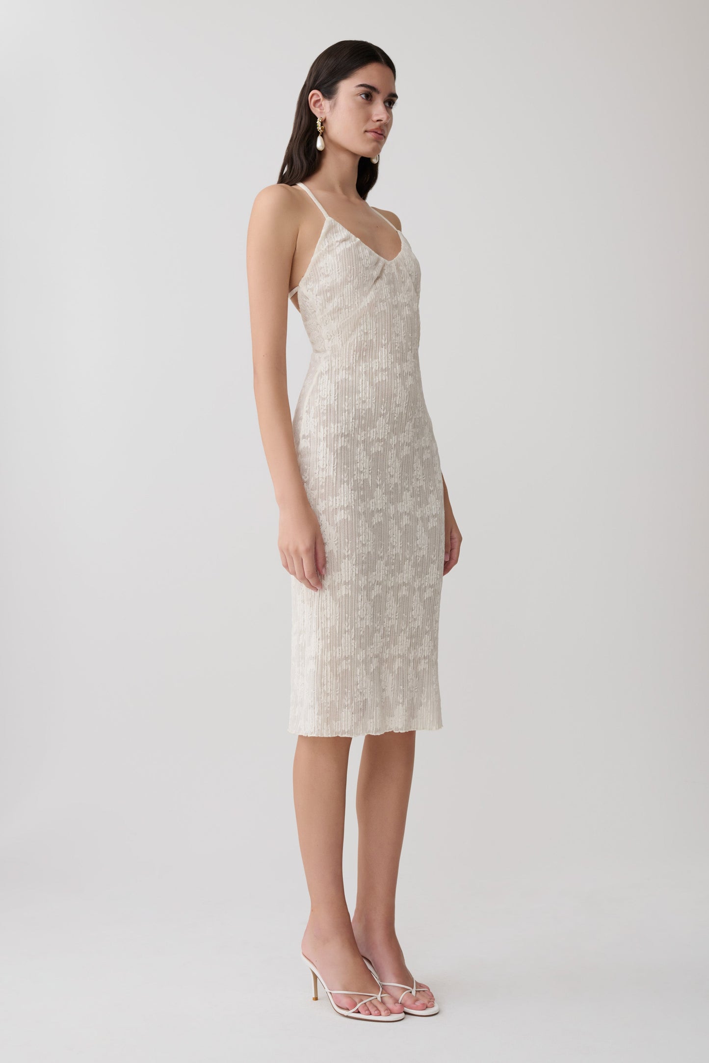 Ambrose Spitzen-Midi-Kleid - Elfenbein