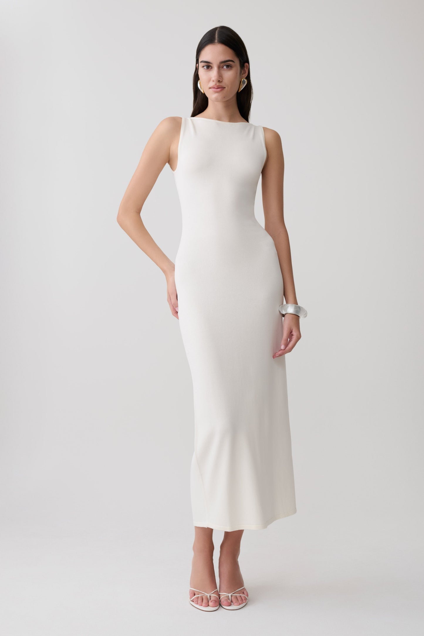 Boston Bootcut ärmelloses Midi-Kleid - Elfenbein