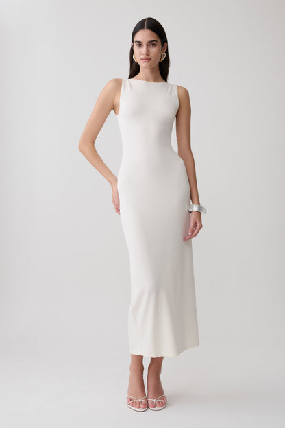 Boston Bootcut ärmelloses Midi-Kleid - Elfenbein