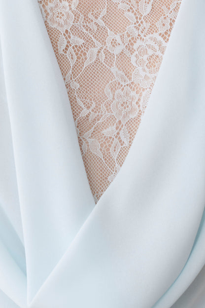 Arra Chiffon- und Spitzen-Halter-Minikleid - Eisblau