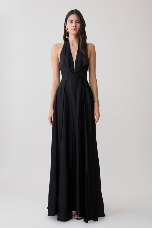 Rebecca Halter Maxikleid mit Knöpfen - Schwarz