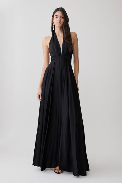 Rebecca Halter Maxikleid mit Knöpfen - Schwarz