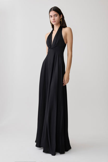 Rebecca Halter Maxikleid mit Knöpfen - Schwarz