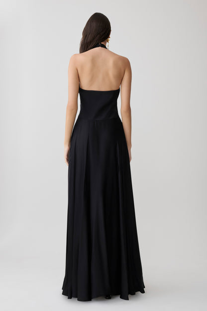 Rebecca Halter Maxikleid mit Knöpfen - Schwarz