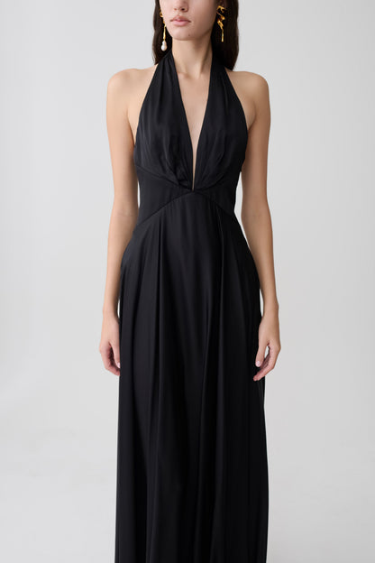 Rebecca Halter Maxikleid mit Knöpfen - Schwarz
