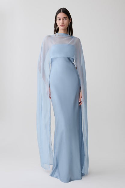 Martinne Chiffon-Cape Maxikleid - Arktisblau