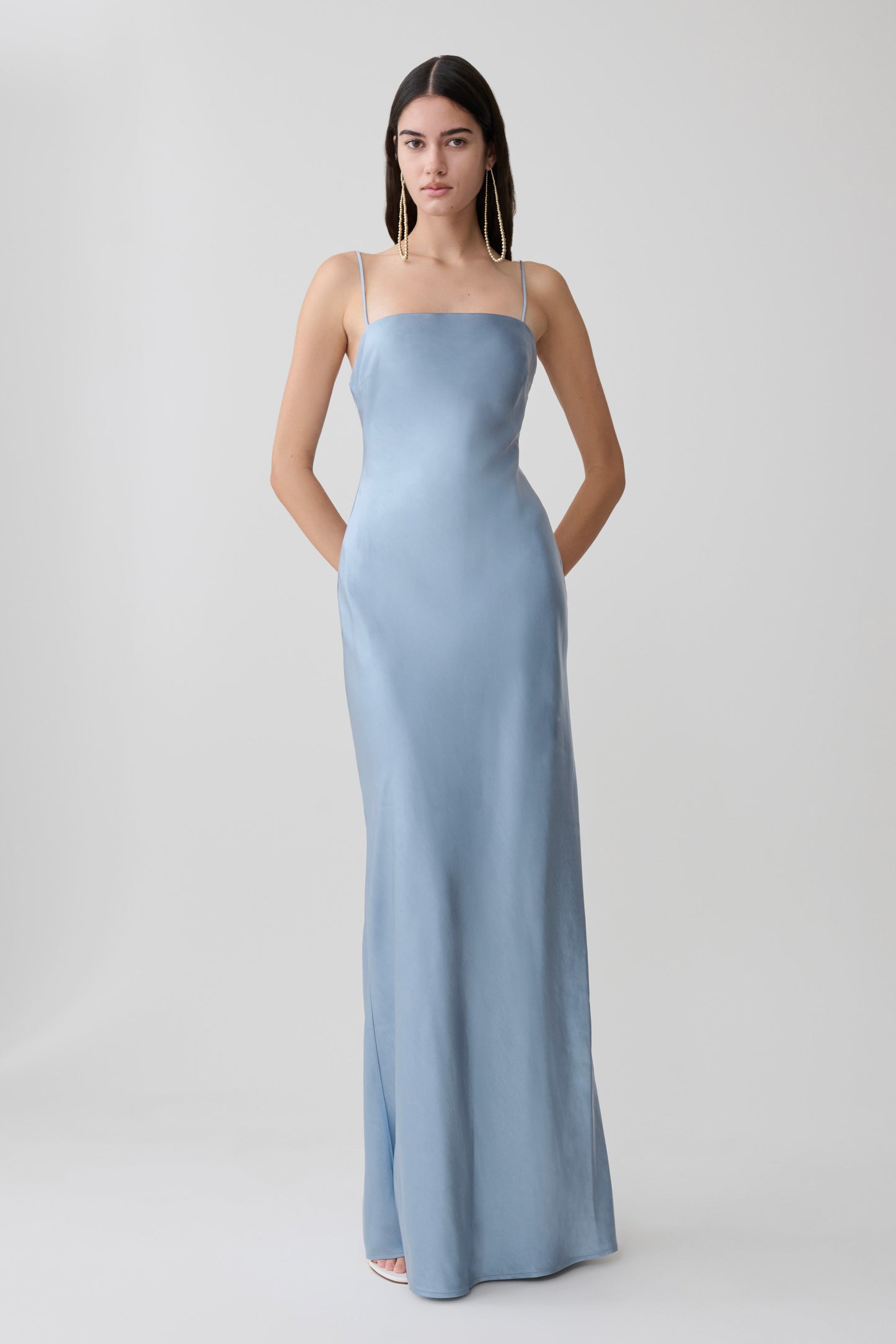 Martinne Chiffon-Cape Maxikleid - Arktisblau