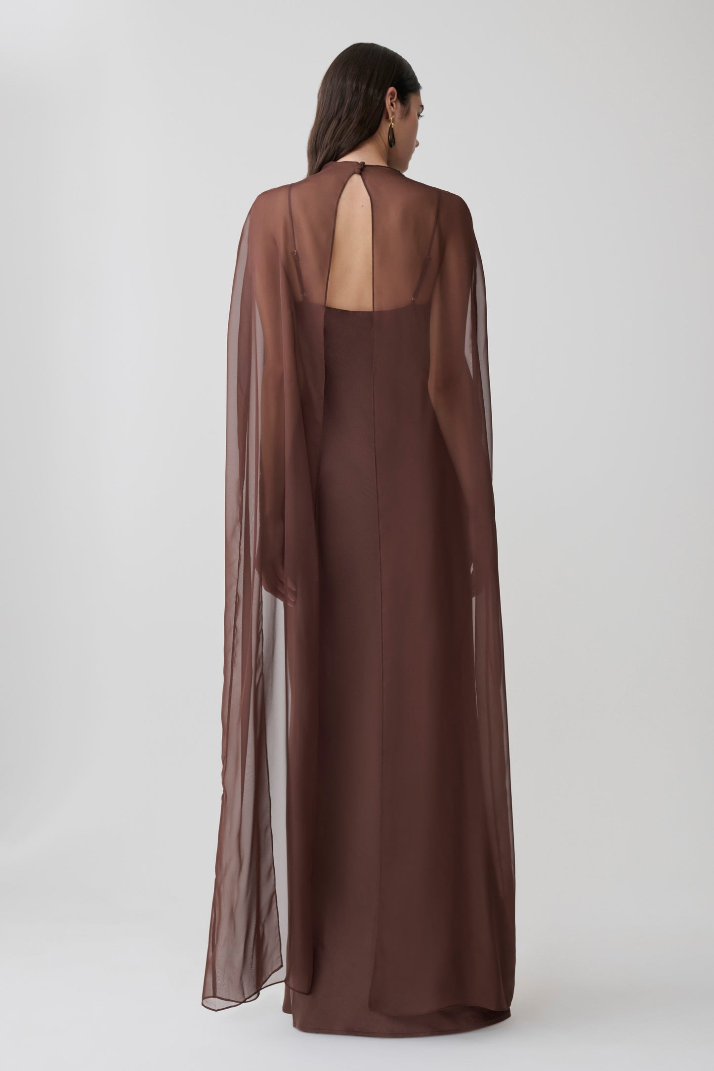 Martinne Chiffon Cape Maxikleid - Mocha