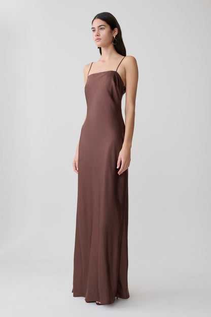 Martinne Chiffon Cape Maxikleid - Mocha