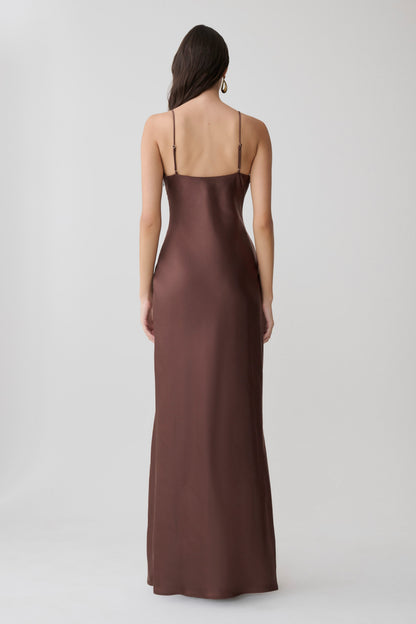 Martinne Chiffon Cape Maxikleid - Mocha