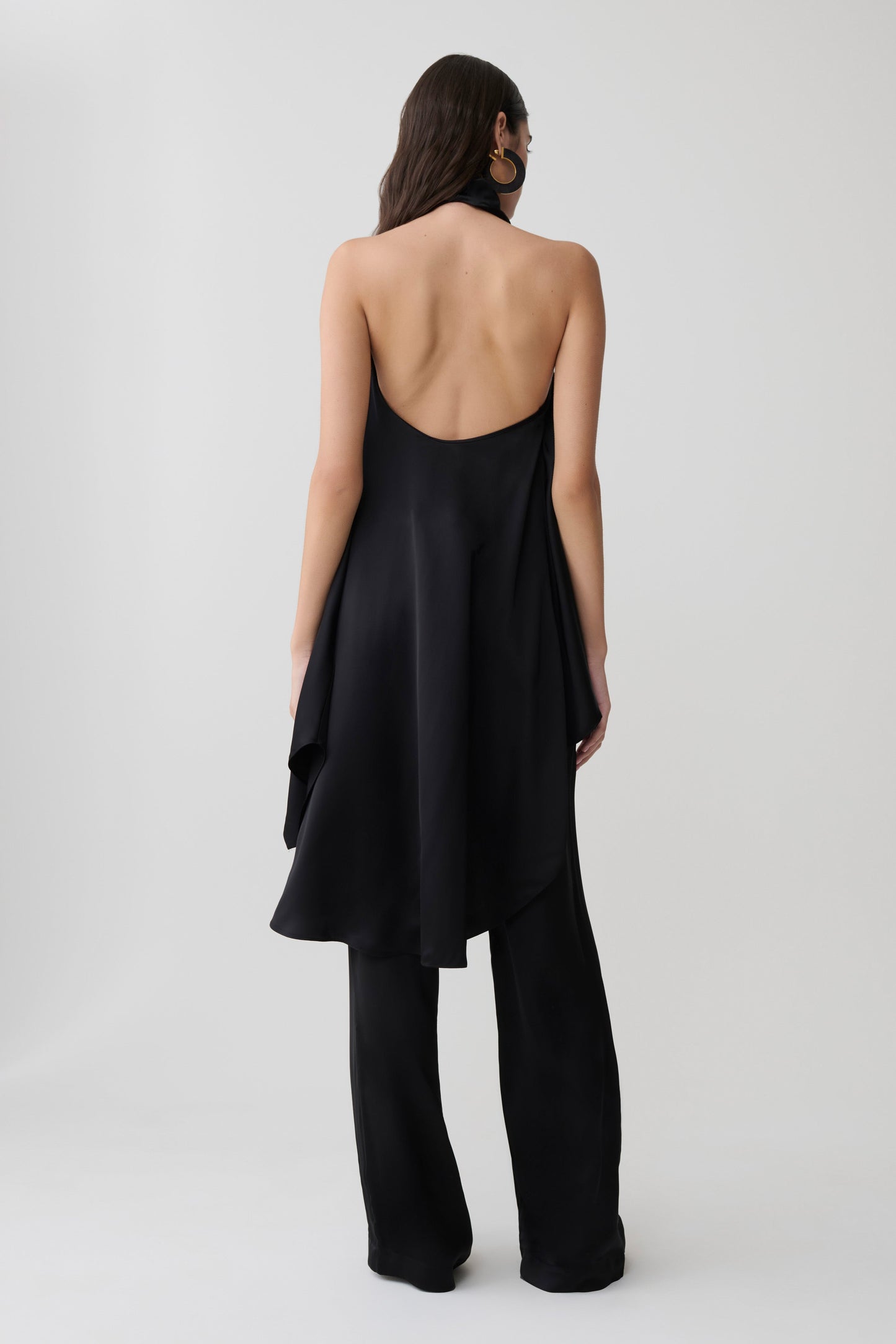 Sydney Gerade Bein Satinhose - Schwarz