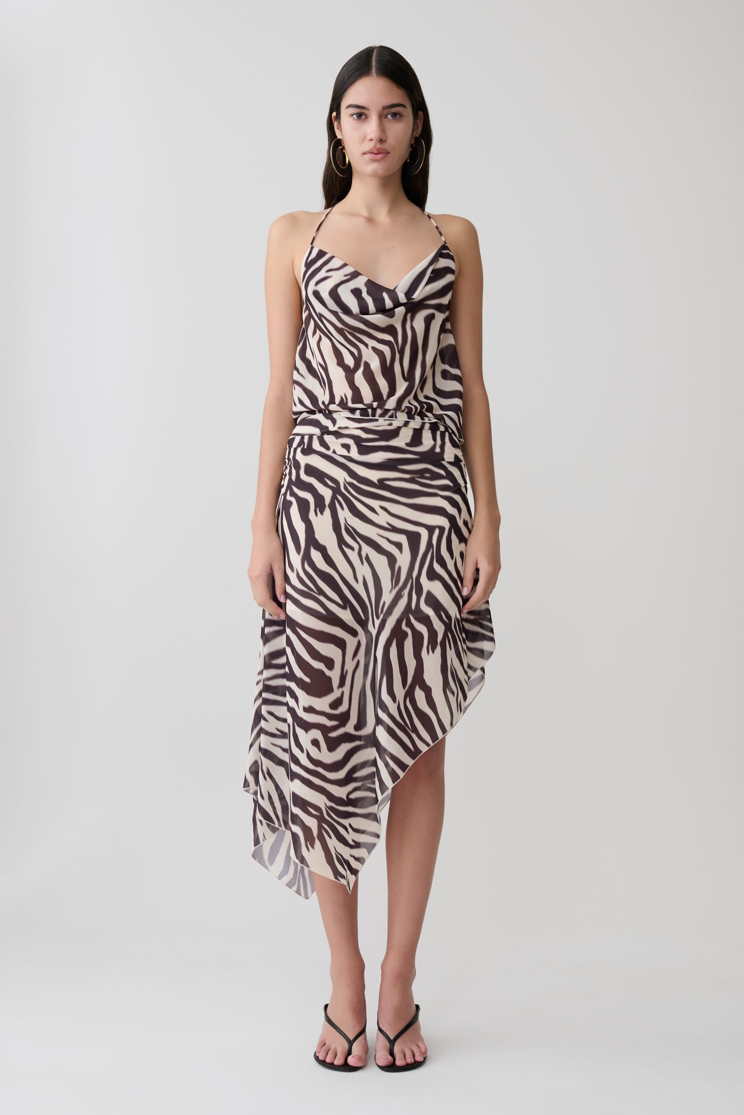 Lana Chiffon Midi Rock - Abstrakter Zebra Druck