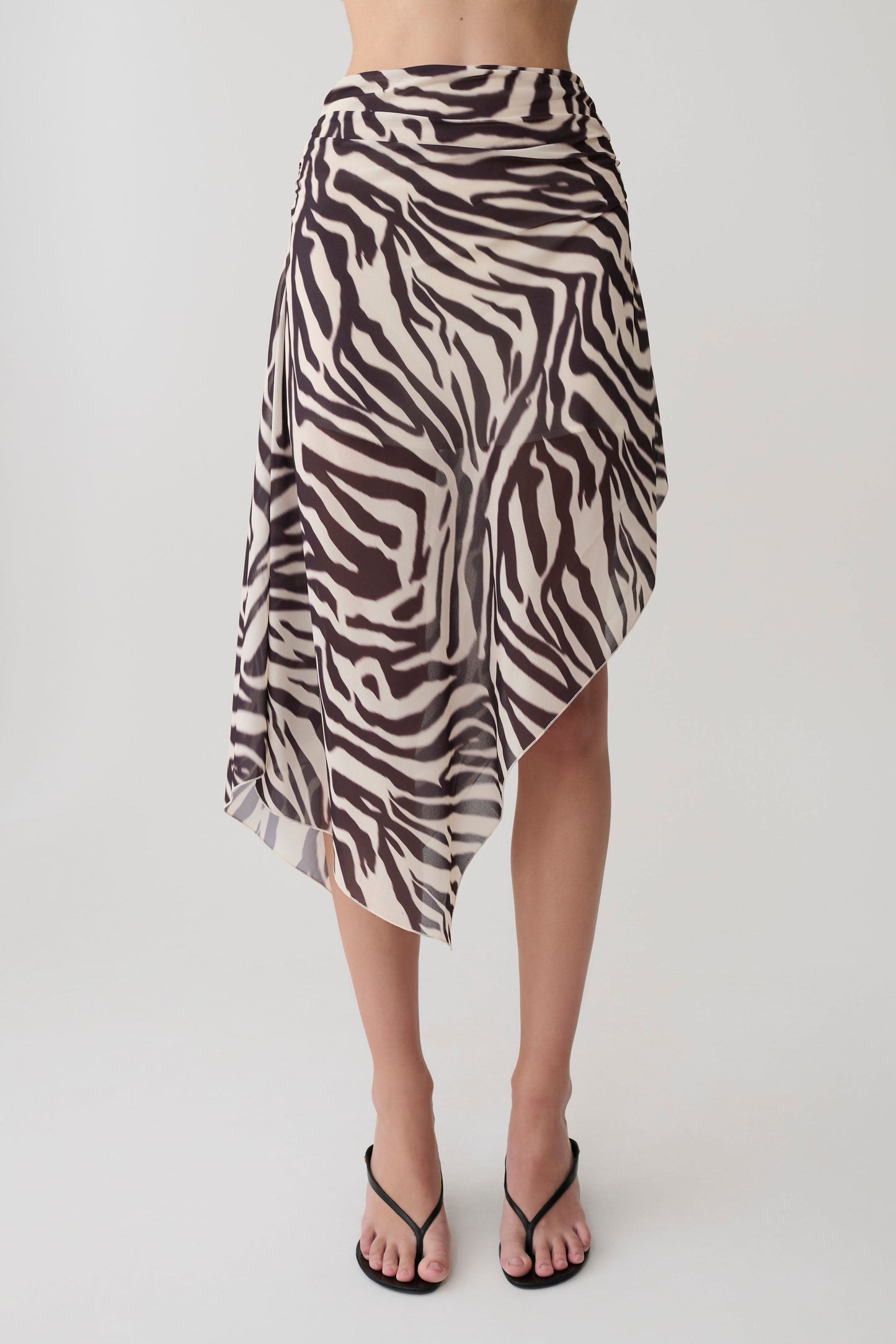 Lana Chiffon Midi Rock - Abstrakter Zebra Druck