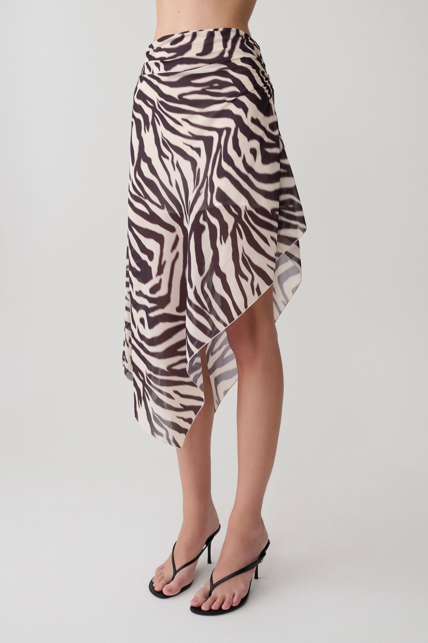 Lana Chiffon Midi Rock - Abstrakter Zebra Druck