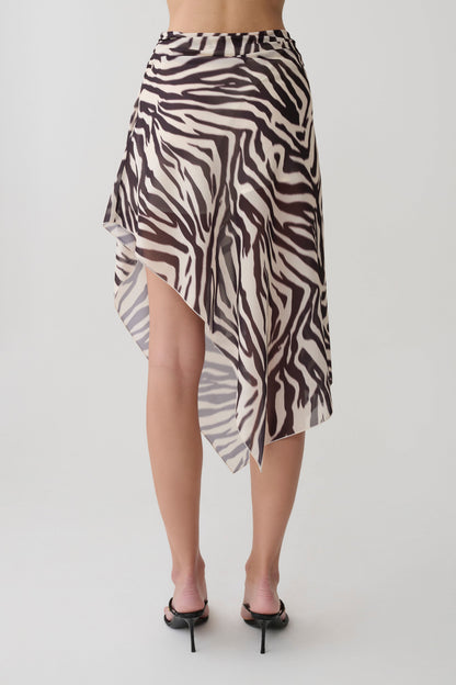 Lana Chiffon Midi Rock - Abstrakter Zebra Druck