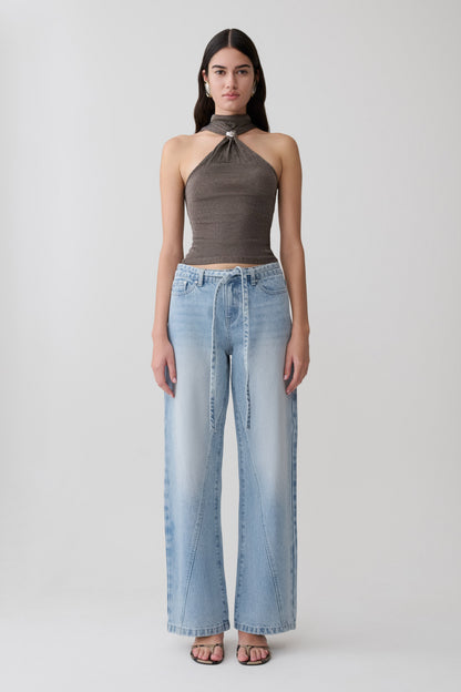 Nikki Lurex Top mit Hardware - Gunmetal