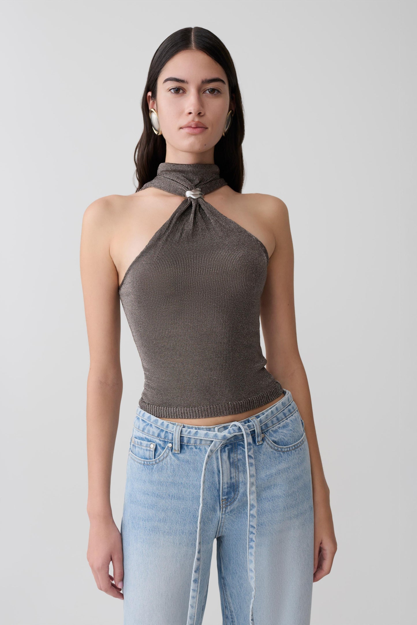 Nikki Lurex Top mit Hardware - Gunmetal