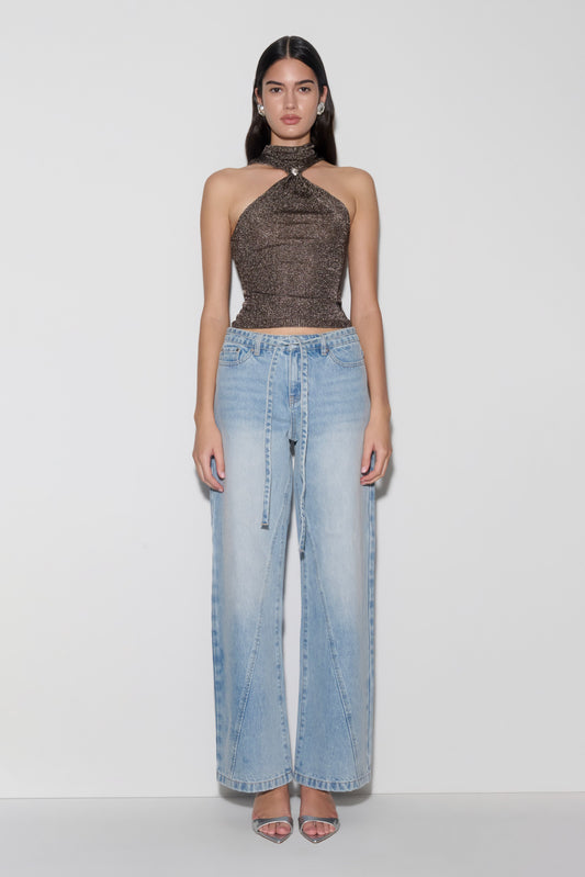 Nikki Lurex Top mit Hardware - Gunmetal