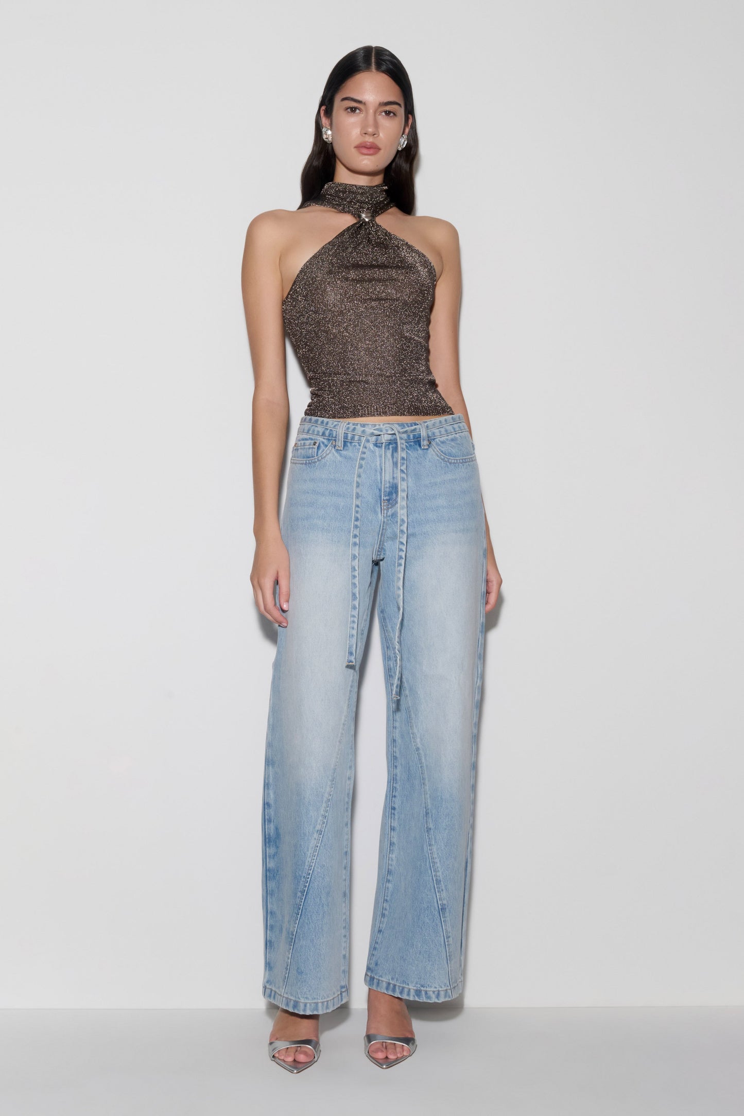 Nikki Lurex Top mit Hardware - Gunmetal