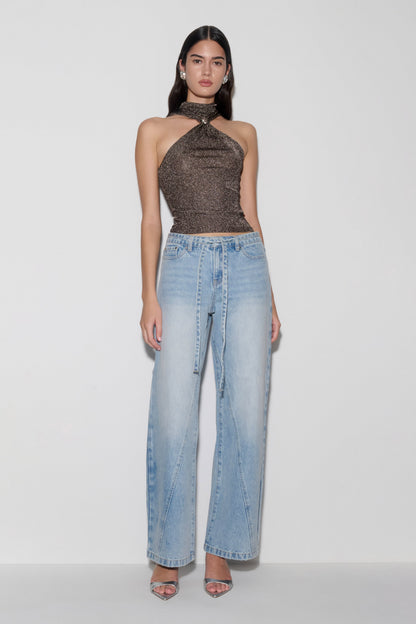 Nikki Lurex Top mit Hardware - Gunmetal