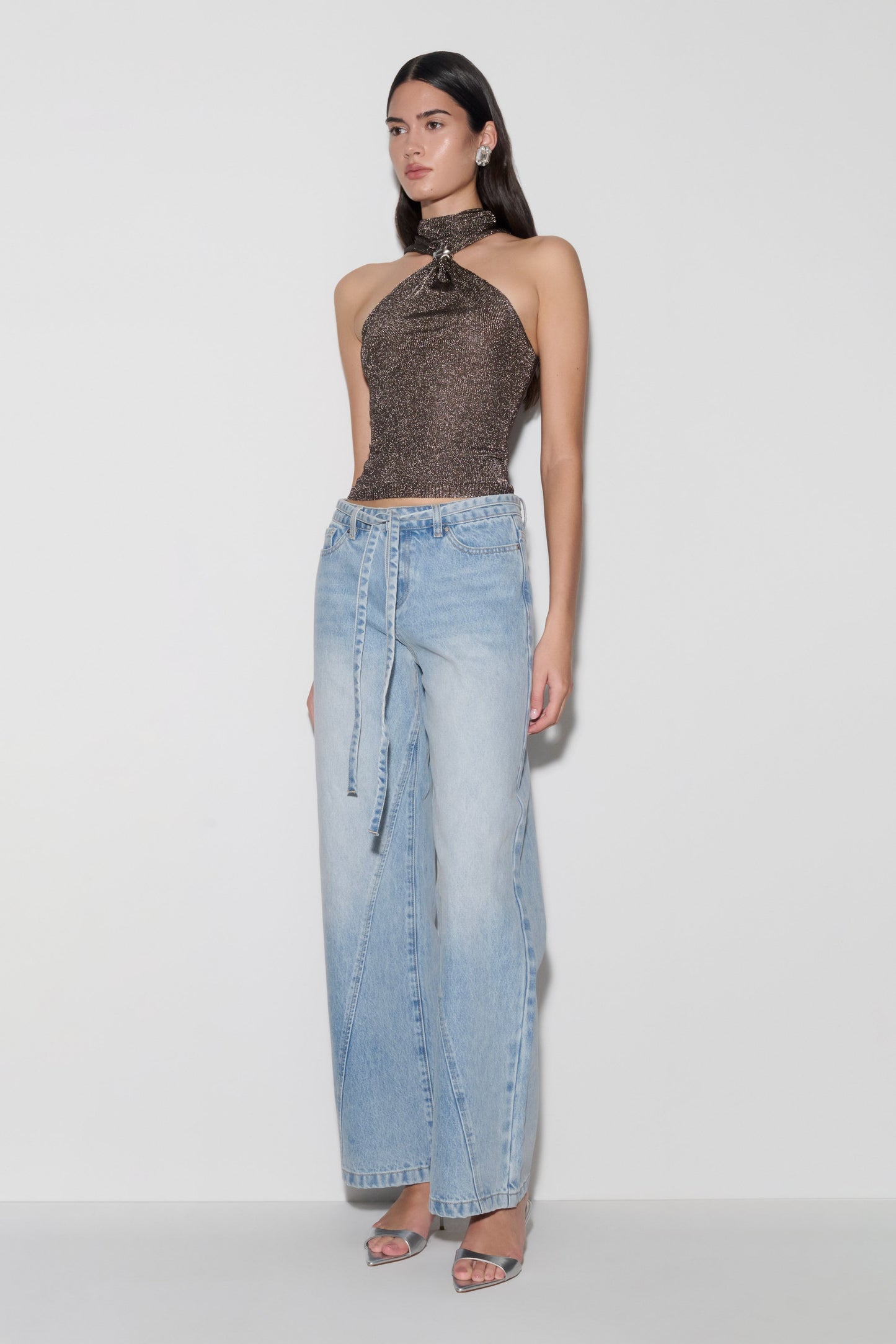 Nikki Lurex Top mit Hardware - Gunmetal