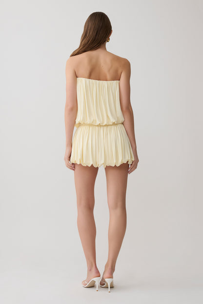 Safiya Strapless Gathered Bubble Mini Kleid - Zitrone