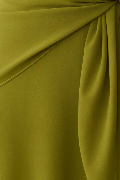 Gianna Satin Halter Maxikleid - Olive