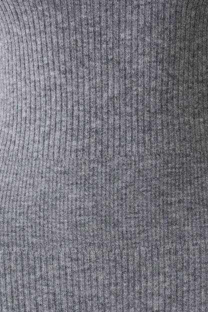 Goldie Hoher Hals Strick Midi Kleid - Grau Meliert