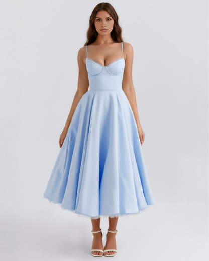 Midi-Kleid mit Korsett und vollem Rock