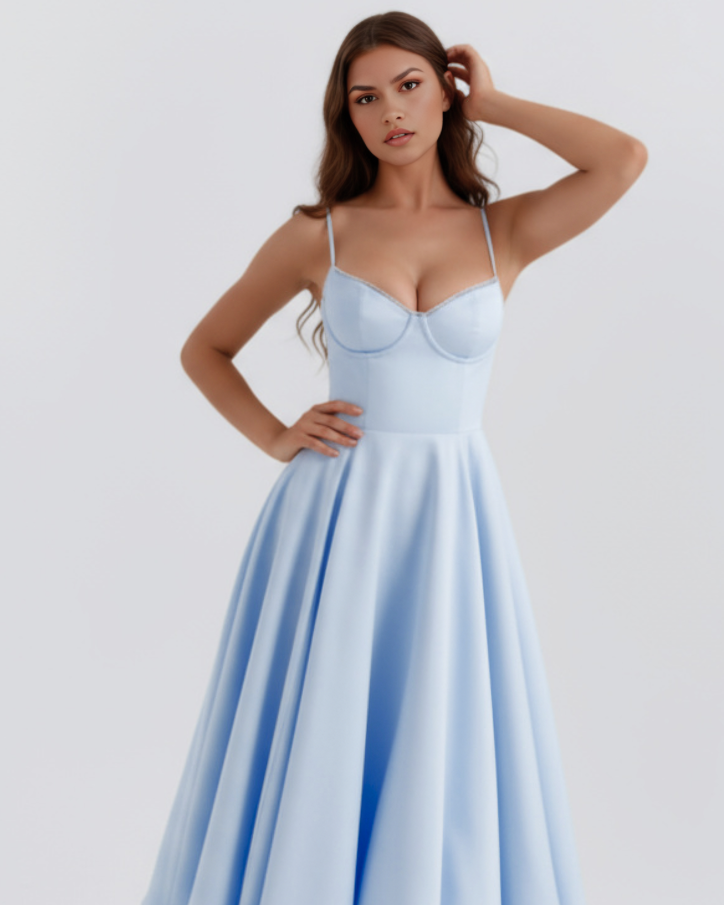Midi-Kleid mit Korsett und vollem Rock