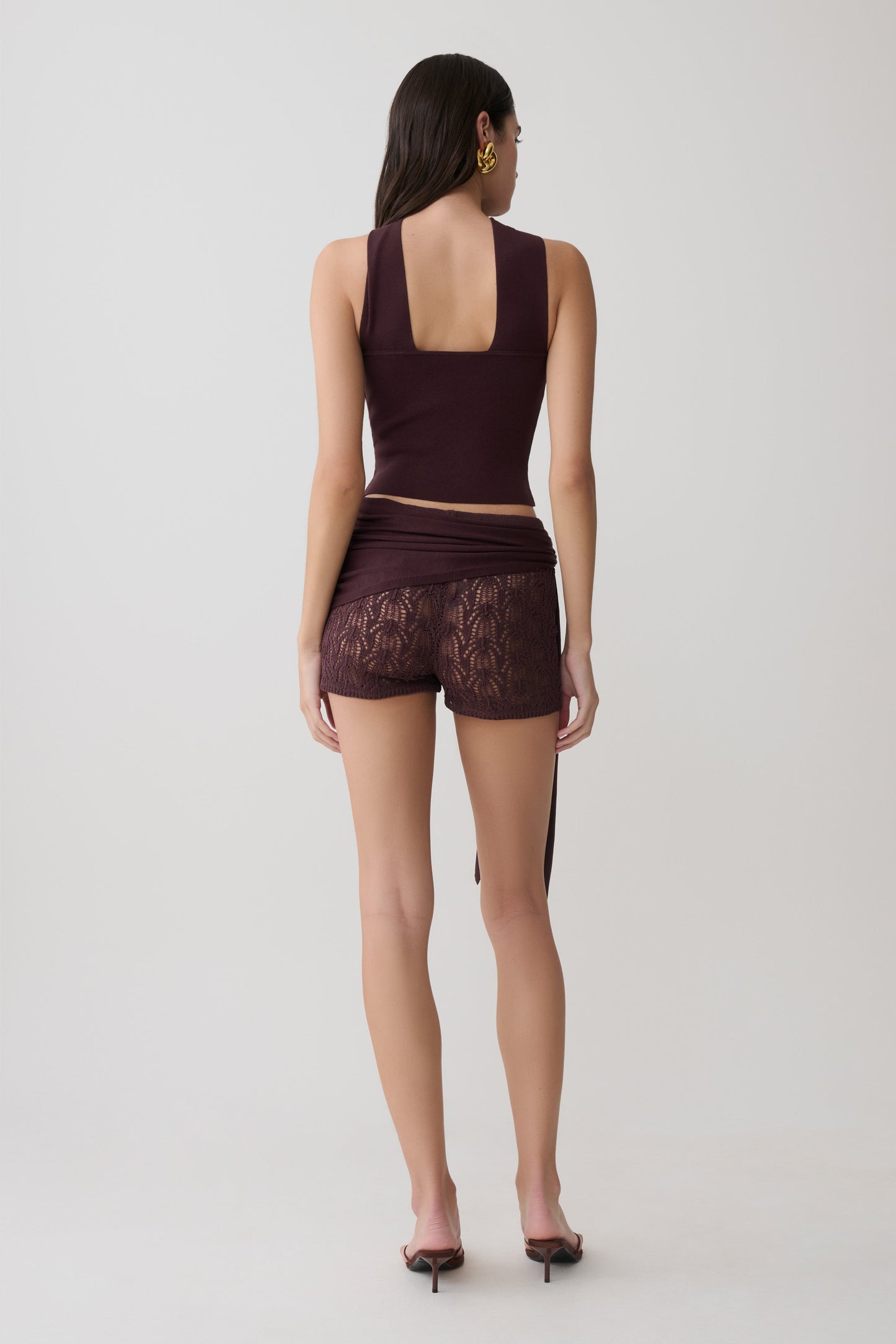 Angelika Twist Front Stricktop - Schokolade