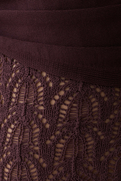 Liora Häkel-Shorts mit Strick-Overlay - Schokolade