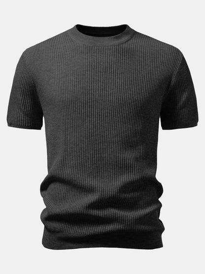Rippstrick Rundhals T-Shirt