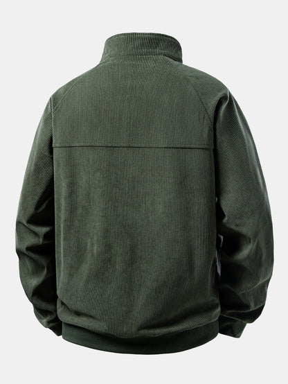 Quarter Zip Corduroy Raglan Ärmel Sweatshirt & Gerade Bein Corduroy Hose