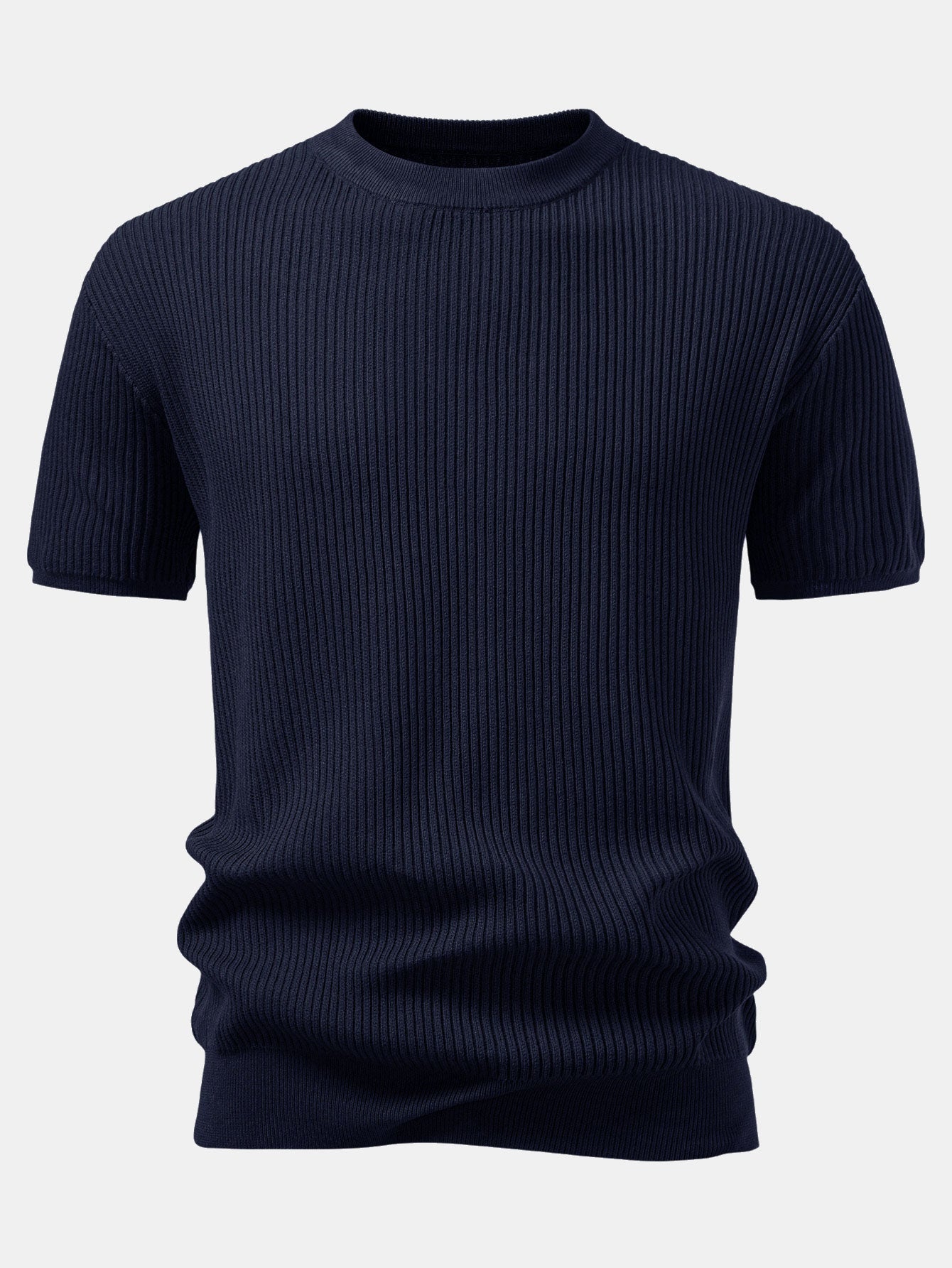 Rippstrick Rundhals T-Shirt
