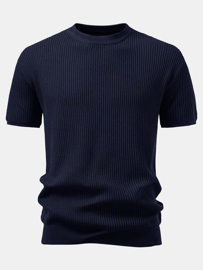 Rippstrick Rundhals T-Shirt