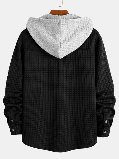 Kontrast Waffel Kapuzenhemd & Kordelzug Waffel Jogger-Hosen