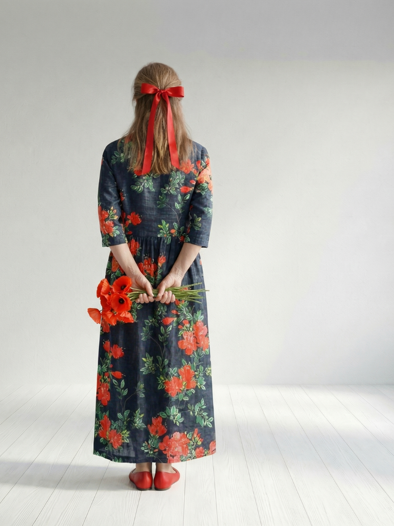 Petra | Florales Midikleid mit weichem Fall