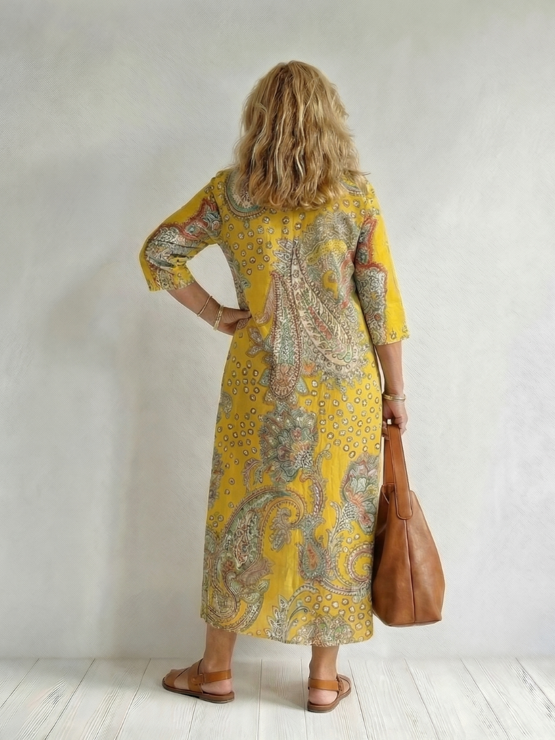 Clara | Paisley Midikleid mit weicher Passform