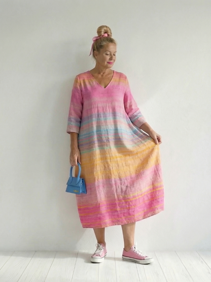 Lina | Weiches Gradient Stripe Midikleid