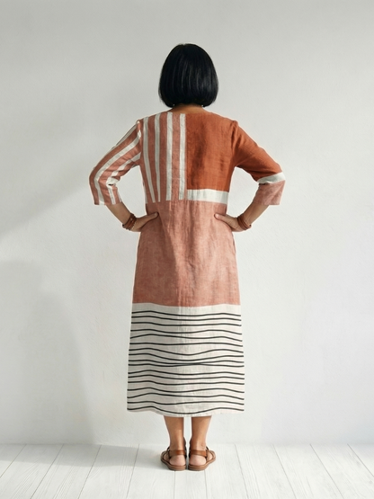 Jana | Midi-Kleid mit Streifenmuster