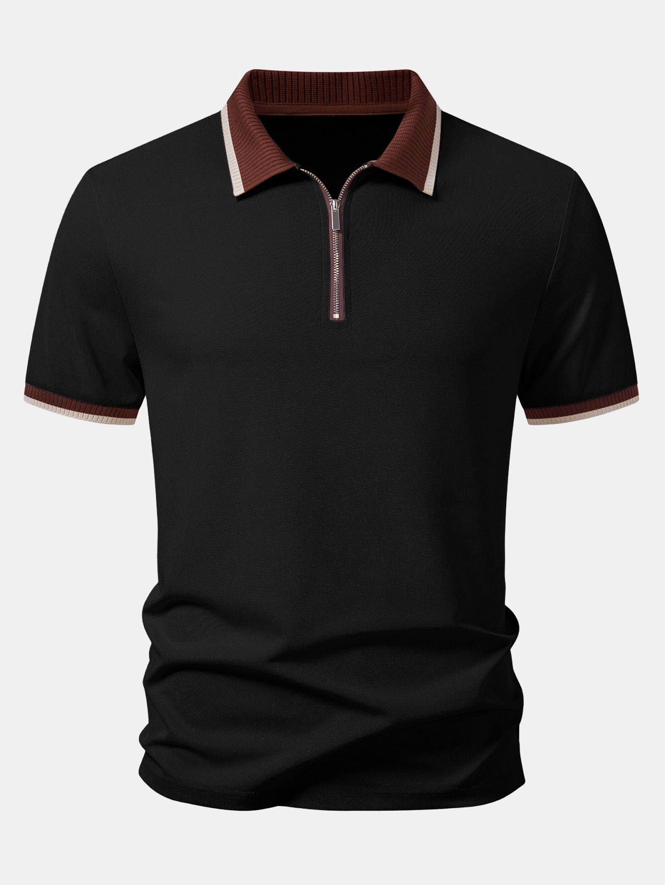 Kontrastbesatz Reißverschluss Polo & Slim Fit Tapered Hose