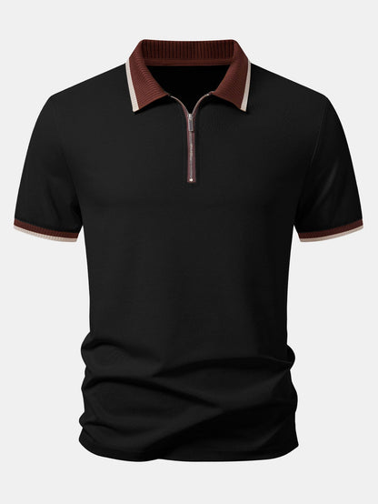 Kontrastbesatz Reißverschluss Polo & Slim Fit Tapered Hose