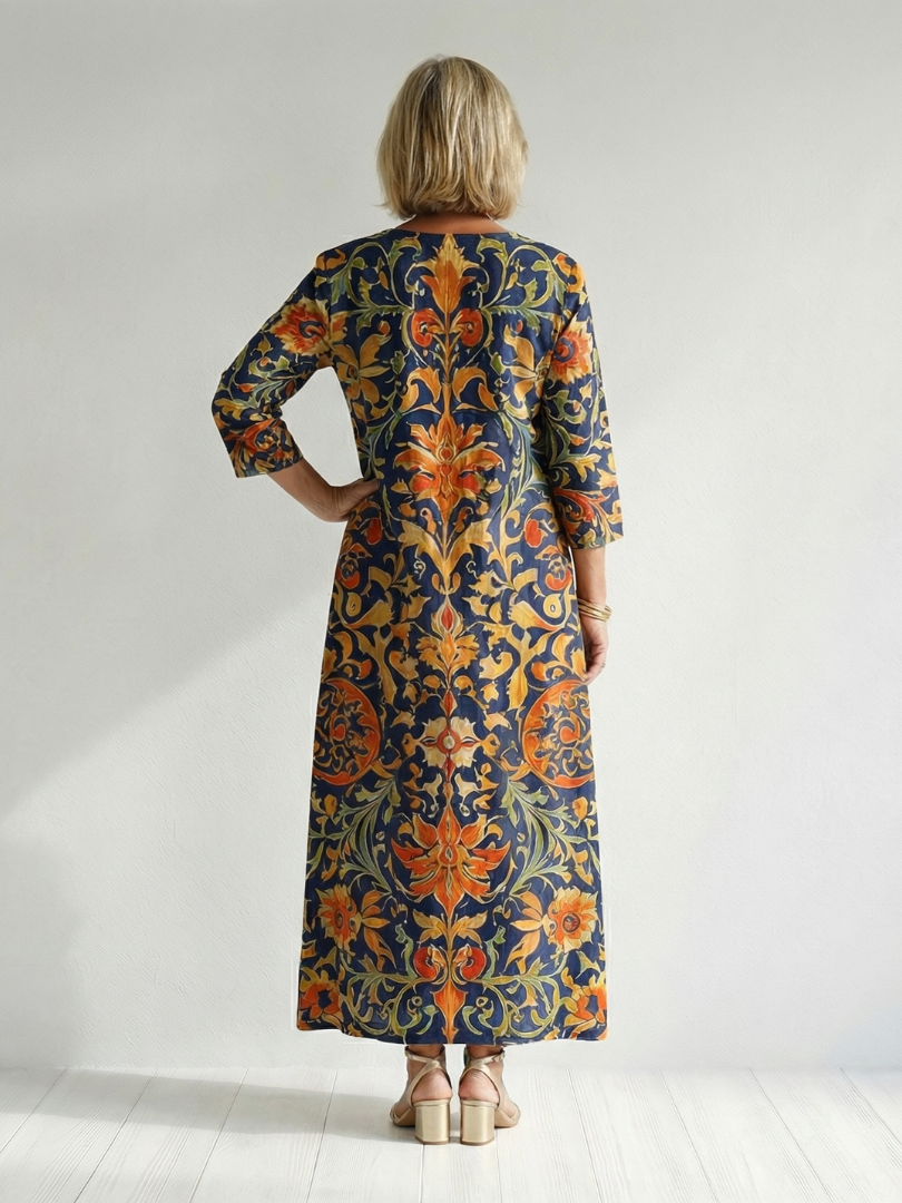 Elise | Sauberes, verzierter Blumenkleid Midi