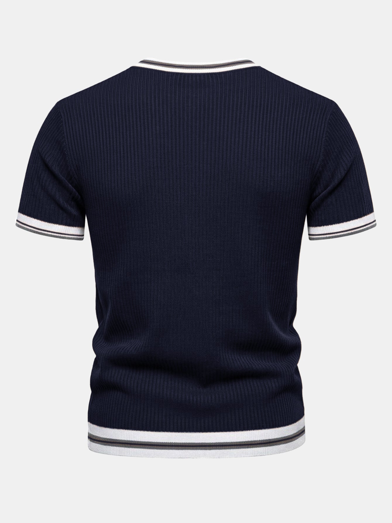 Texturiertes Kontrast Crew Neck Strick T-Shirt